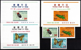 KOREA SOUTH 1966 FAUNA Animals: Insects. Complete 3v & 3 S.Sheets, MNH - Schmetterlinge