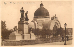 Belgium Cpa Liege Eglise St. Vincent Et Statue Zenobe Gramme - Liège