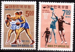 KOREA SOUTH 1967 National Sport Games. Boxing Basketball. Complete Set, MNH - Baloncesto