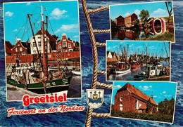 73930098 Greetsiel Krabbenkutter Fischerhafen Kirche - Krummhörn