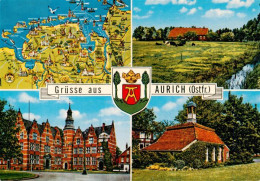 73930061 Aurich_Ostfriesland Gebietskarte Panorama Altes Schloss Pingelhus - Aurich