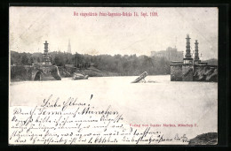 AK München, Eingestürzte Prinz-Regenten-Brücke 14. Sept. 1899  - Overstromingen