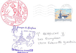 ENVELOPPE AVEC CACHET FREGATE LATOUCHE FREVILLE - GROUPE DE SURFACE CDT BIROT 01 / 06-2004 - LE 02/04/04 - Seepost