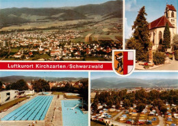 73929574 Kirchzarten Fliegeraufnahme Kirche Schwimmbad Campingplatz - Kirchzarten