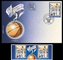 Serbia 2023. 100 Years Of Basketball In Serbia, FDC + Middle Row, MNH - Basket-ball