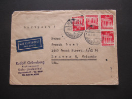 7.1949 Bizone Bauten MiF Nr. 85 (4) MeF Auf Auslandsbrief Übersee Mit Luftpost Köln Lindenthal - Denver Colorado USA - Brieven En Documenten