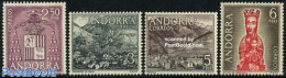 Andorra, Spanish Post 1964 Definitives, Landscapes, Symbols 4v, Mint NH, History - Coat Of Arms - Art - Sculpture - Unused Stamps