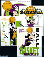 Nevis 1998 Disney, Basketball 4 S/s, Mint NH, Sport - Basketball - Art - Disney - Pallacanestro