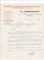 13-D.Zimmermann....Ateliers De Constructions Métallurgiques....Marseille...(Bouches-du-Rhône)...1933 - Other & Unclassified