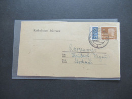 1948 Bizone Bauten Nr.74 Mit Notopfer Ungezähnt / Verschnitten! Briefstück! Katholisches Pfarramt Stempel München Pasing - Covers & Documents