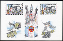 Czechoslovakia 2653,MNH.Michel Bl.69. Intercosmos 1987.A.Gubarev,V.Remek Flight - Ongebruikt