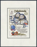 Czechoslovakia 2226 Sheet, MNH. Gubarev, Remek, Intercosmos Emblem,Arms Of USSR, - Unused Stamps