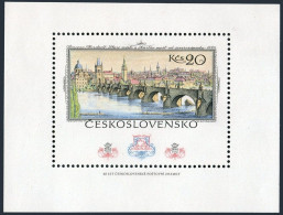 Czechoslovakia 2196 Sheet,MNH. Mi Bl.36. PRAGA-1978.Old Town,Charles Bridges.Art - Unused Stamps