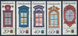 Czechoslovakia 2103-2107, MNH. Mi 2364-2368. Prague Renaissance Windows, 1977. - Unused Stamps