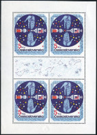 Czechoslovakia 2028a Sheet, MNH. Mi 2282 Klb. Space Research,1975. Soyuz-Apollo. - Neufs