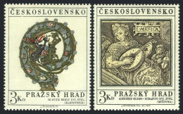 Czechoslovakia 1752-1753, MNH. Mi 2002-2003. Prague Castle 1971. Crosier,Mural. - Unused Stamps