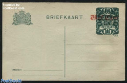 Netherlands 1921 Postcard 7.5c On Vijf Cent On 2.5c, Unused Postal Stationary - Covers & Documents