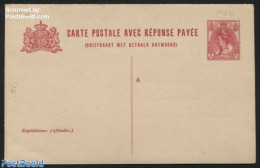 Netherlands 1909 Reply Paid Postcard 5+5c, Long Dividing Line, Unused Postal Stationary - Lettres & Documents