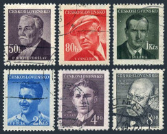 Czechoslovakia 374-379, Used. Mi 566-571.  Writers, 1949. Hviezdoslav, Vancura, - Used Stamps