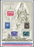 Czechoslovakia 292a Card,MNH.Michel A455-A459 Bl.7. National Uprising,1945.WW II - Ungebraucht