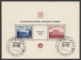 Czechoslovakia 239 Ab Sheet,CTO Bratislava-EXPO-1937 Twice. Poprad Lake,Tomb. - Unused Stamps