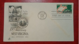 1963 UNITED STATES OF AMERICA FDC COVER WITH STAMP WEST 100TH ANNIVERSARY WEST VIRGINA - Amerika (Varia)
