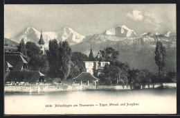 AK Hilterfingen Am Thunersee, Blick Auf Eiger, Mönch Und Jungfrau  - Hilterfingen