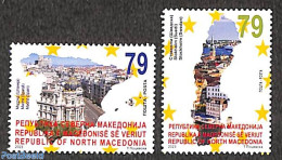 North Macedonia 2023 EU Capitals 2v, Mint NH, History - Europa Hang-on Issues - Europese Gedachte