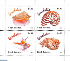 Cook Islands 2023 Seashells 4v M/s, Mint NH, Nature - Shells & Crustaceans - Marine Life