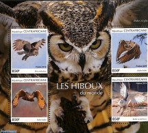 Central Africa 2019 Owls 4v M/s, Mint NH, Nature - Birds - Owls - Central African Republic