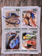 Central Africa 2019 Lizards 4v M/s, Mint NH, Nature - Reptiles - Centrafricaine (République)