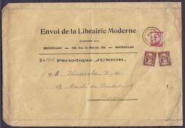 Env. Grand Format (pochette) "Librairie Moderne" Affr. 2x PREO 2c (N°109 [BRUSSEL /13/ BRUXELLES] + N°123 (imprimés Entr - Roulettes 1910-19