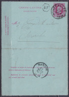 EP Carte-lettre 10c Rouge (type N°30) De ENGREUX Càd HOUFFALIZE /31 OCTO 1884 Pour MARCHE - Boîte Auxiliaire "BF" (au Do - Postbladen