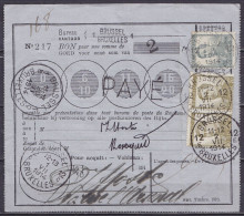 Bon De Poste (doc Interne) De 2f90 Càd "BRUSSEL 1  /30 VI 1914/ BRUXELLES 1" Pour E/V - Affr. 2x N°124+115 Càd "BRUSSEL  - 1912 Pellens