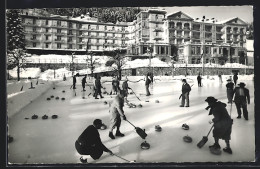 AK Davos, Curling-Rink Mit Spielern, Grand Hotel Und Belvédère  - Davos