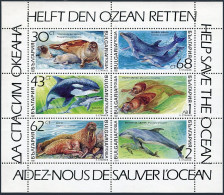 Bulgaria 3665-3670a Sheet,MNH.Michel 3959-3964 Klb. Save Ocean:Marine Mammals. - Ungebraucht