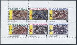 Bulgaria 3491-3496a Sheet, MNH. Michel 3784-3789 Klb. Snakes 1989. - Nuevos