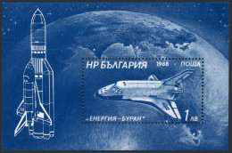 Bulgaria 3387A, MNH. Michel Bl.182. Buran Space Flight, 1988. - Neufs