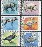 Bulgaria 3329-3334,MNH.Mi 3657-3662. Sofia Zoo,1988.Lohodonta Africana,Pelican,  - Unused Stamps