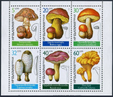 Bulgaria 3232-3237a Sheet,MNH.Michel 3546-3551 Klb. Mushrooms 1987. - Unused Stamps