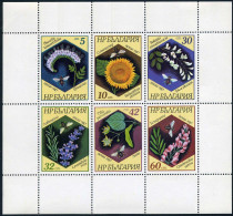 Bulgaria 3266-3271a Sheet,MNH.Michel 3582-3587 Klb. Plants And Bees.1987. - Ungebraucht