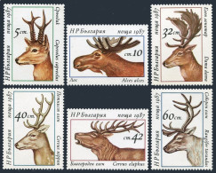 Bulgaria 3256-3261, 3261a Sheet, MNH. Michel 3574-3579, Bl.172. Deer, 1987. - Ongebruikt