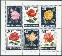 Bulgaria 3075-3080a Sheet,MNH.Michel 3373-3378 Klb. Roses 1985. - Nuovi