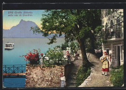 AK Lugano, Grotto Helvetia, Parie Am Gasthaus  - Lugano