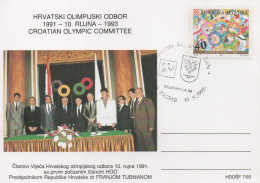 Croatia, Croatian Olympic Day 1993, Tennis, Card - Croatie