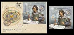 Serbia 2023 550 Th Anniversary Of The Birth Of Nicolaus Copernicus, FDC + Block, MNH - Physik