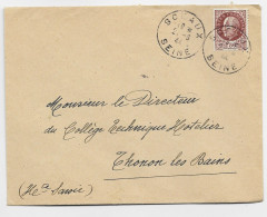 PETAIN 1FR50 BRUN LETTRE DAGUIN SCEAUX 27.6.44 SEINE TRACES PISTON - Mechanical Postmarks (Advertisement)