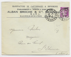 PAIX 40C LETTRE ENTETE MANUFACTURE CARTONNAGES  DAGUIN BAGNOLS SUR CEZE 20.2.1937 GARD - Mechanical Postmarks (Advertisement)