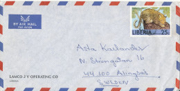 Liberia Air Mail Cover Sent To Sweden Single Franked Phanter - Liberia