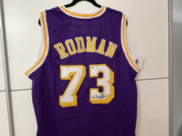 Los Angeles Lakers Dennis Rodman Hand Signed PRO Style Purple Jersey, Authenticated BECKETT ! - Autogramme